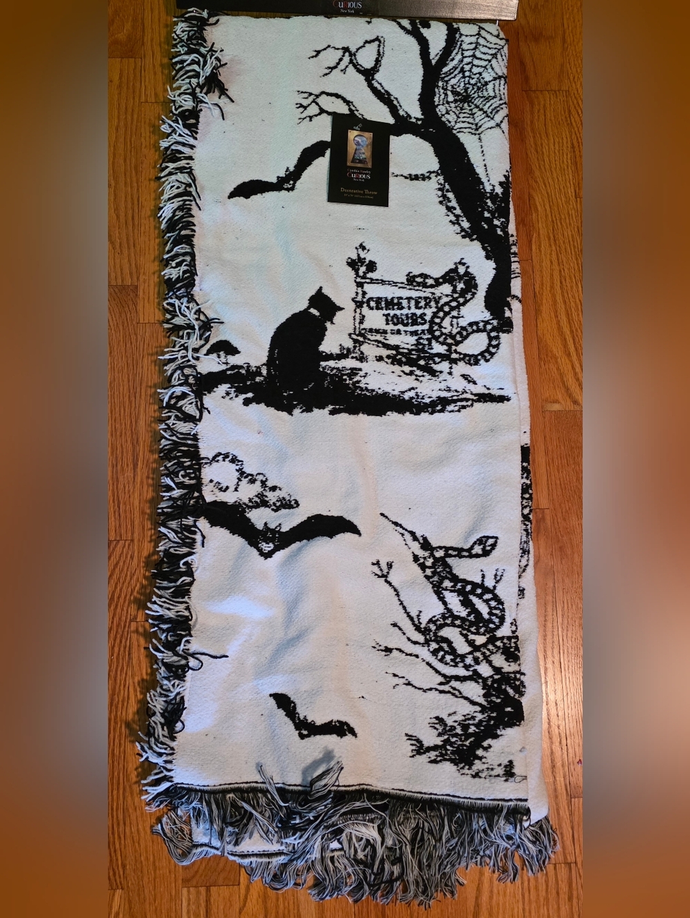 Cynthia Rowley Curious Halloween Cemetery Throw Blanket 50" x 70" NWT